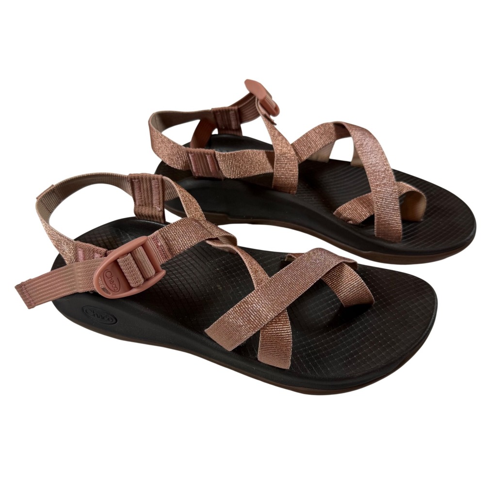 Chaco Z Cloud 2 Rose Gold Metallic Strappy Toe Loop Sandals Womens 10